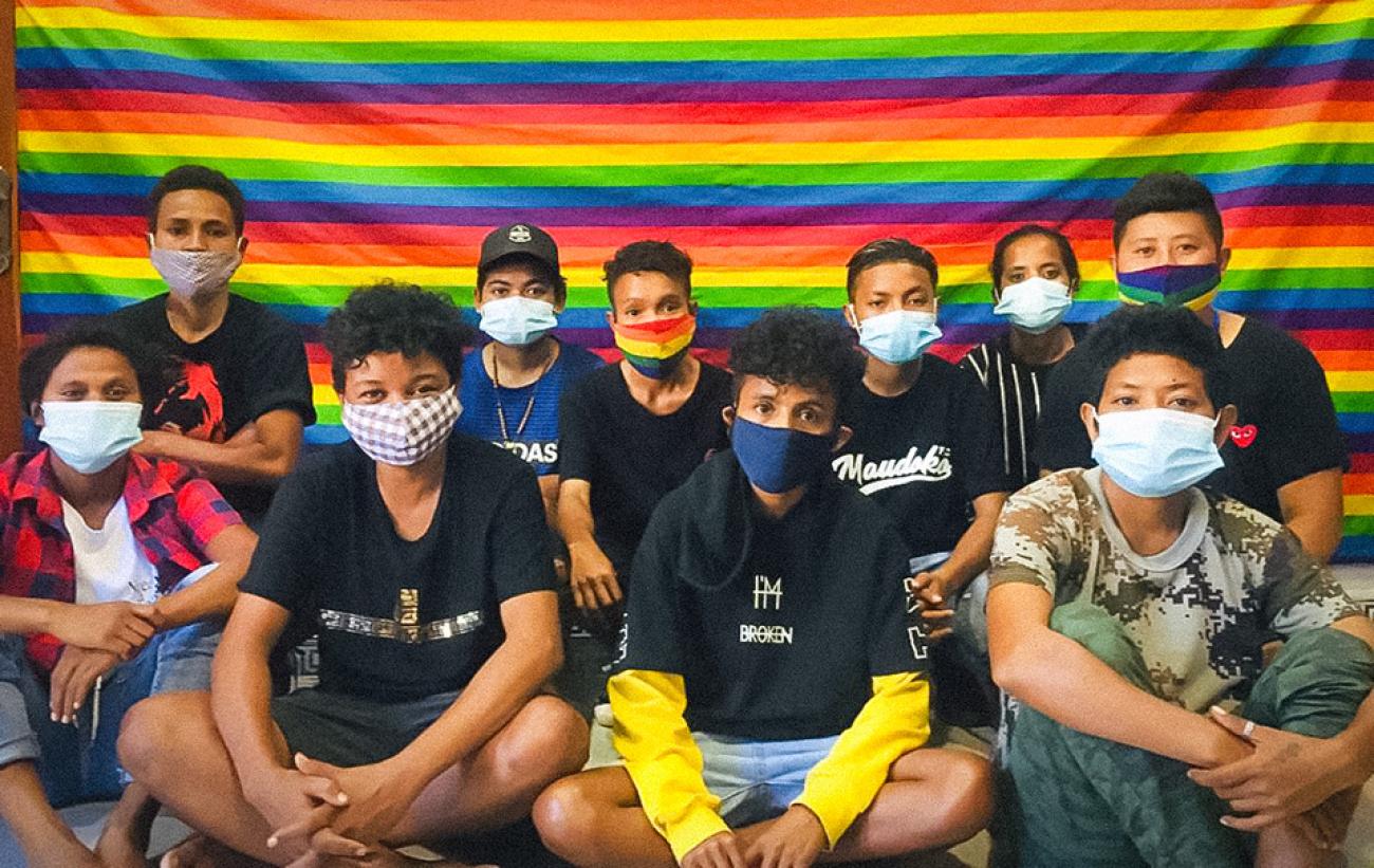Some LBT members of Arcoiris who were in the front line supporting the community kitchen. Photo: Arcoiris Timor-Leste
