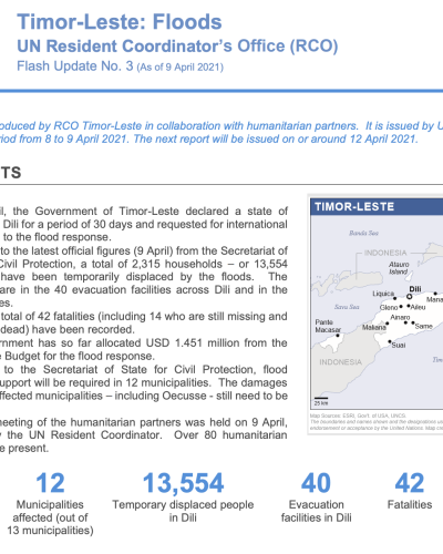 Timor-Leste Flood Response Flash Update No. 3 (9 April 2021)