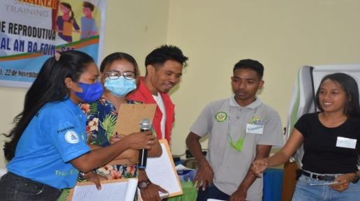 Youths participating in a healthy relationship training facilitated by UNFPA in Dili, Timor-Leste.